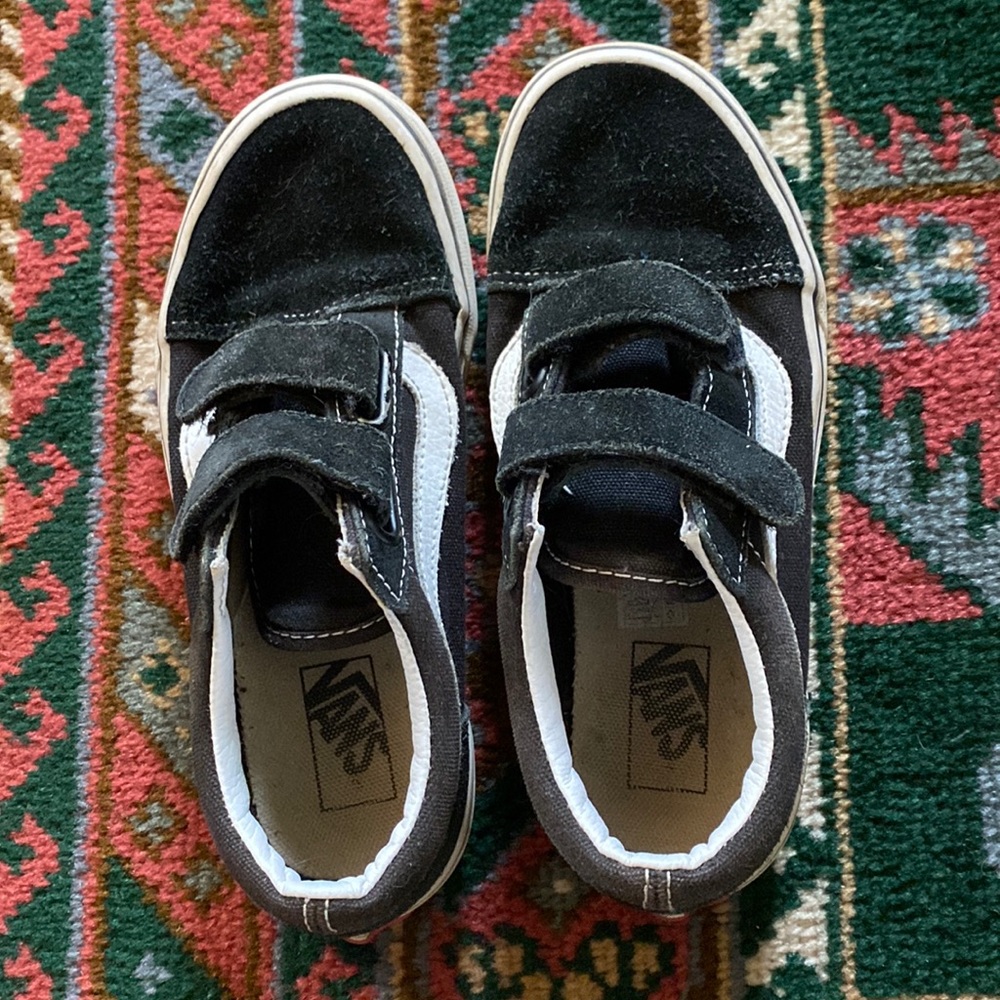 Kids black vans! Velcro, GUC